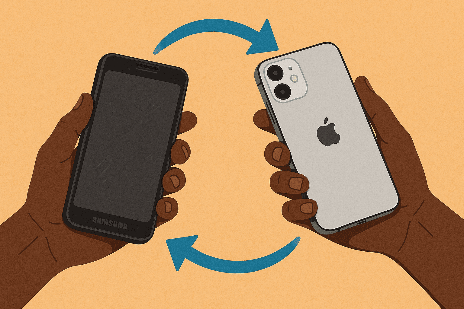 Smartphone swap illustration